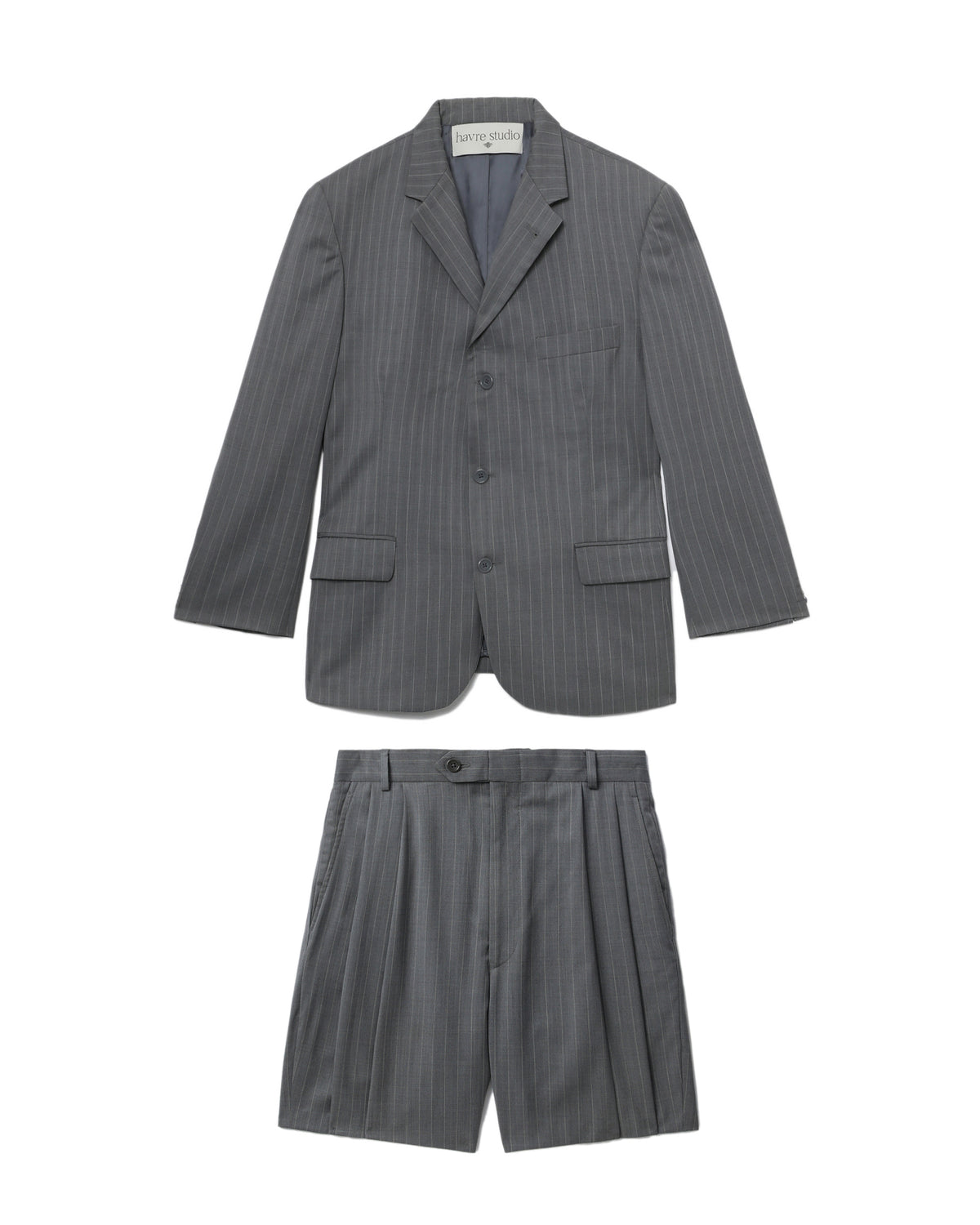 Stripe shorts suit