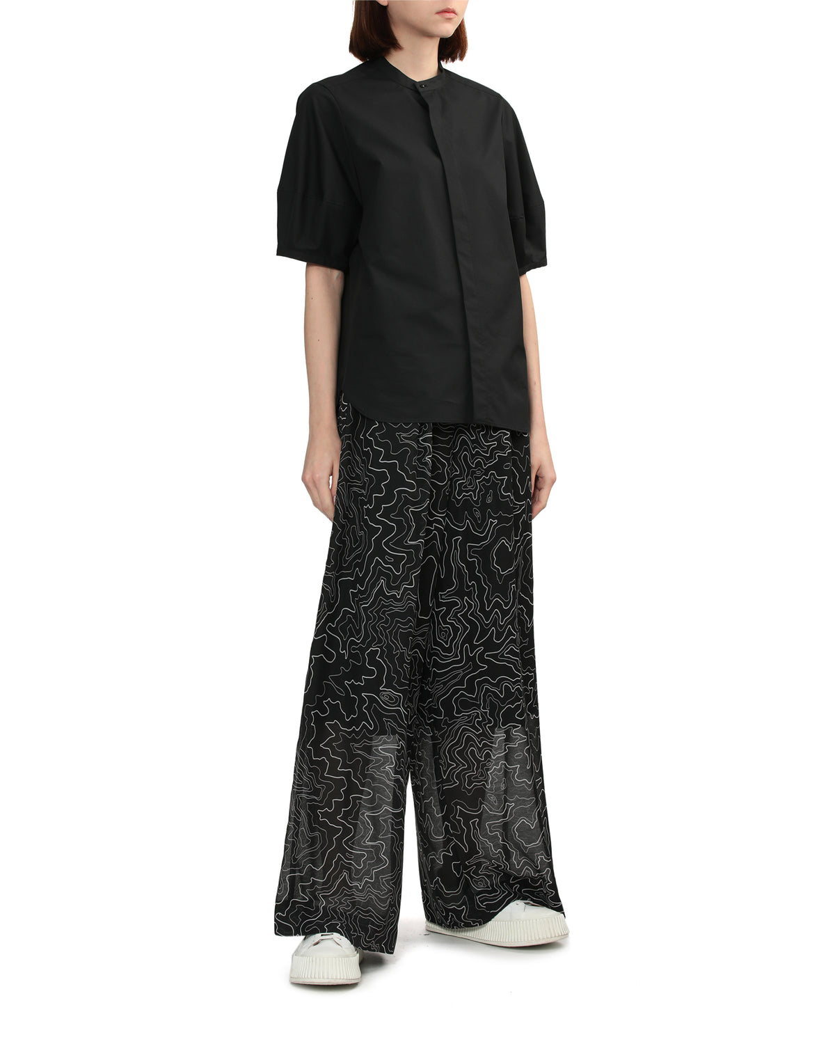 Patterned wide-leg pants