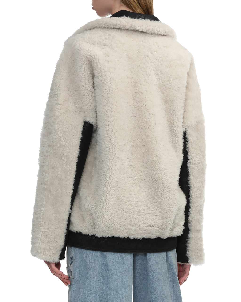 Contrasting trims fur jacket