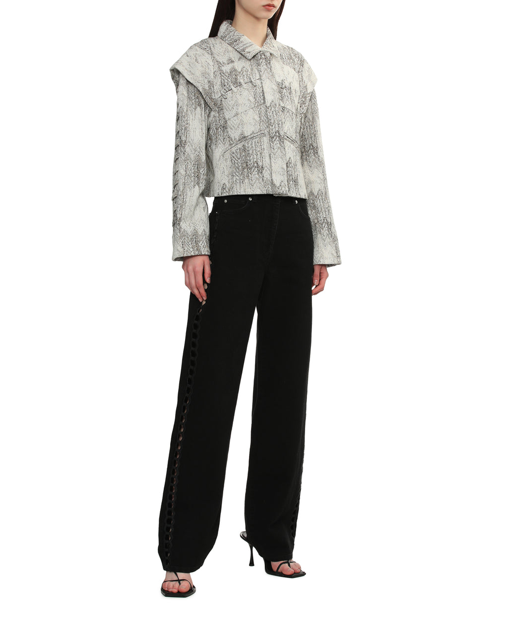 Cropped textured chevron jacket