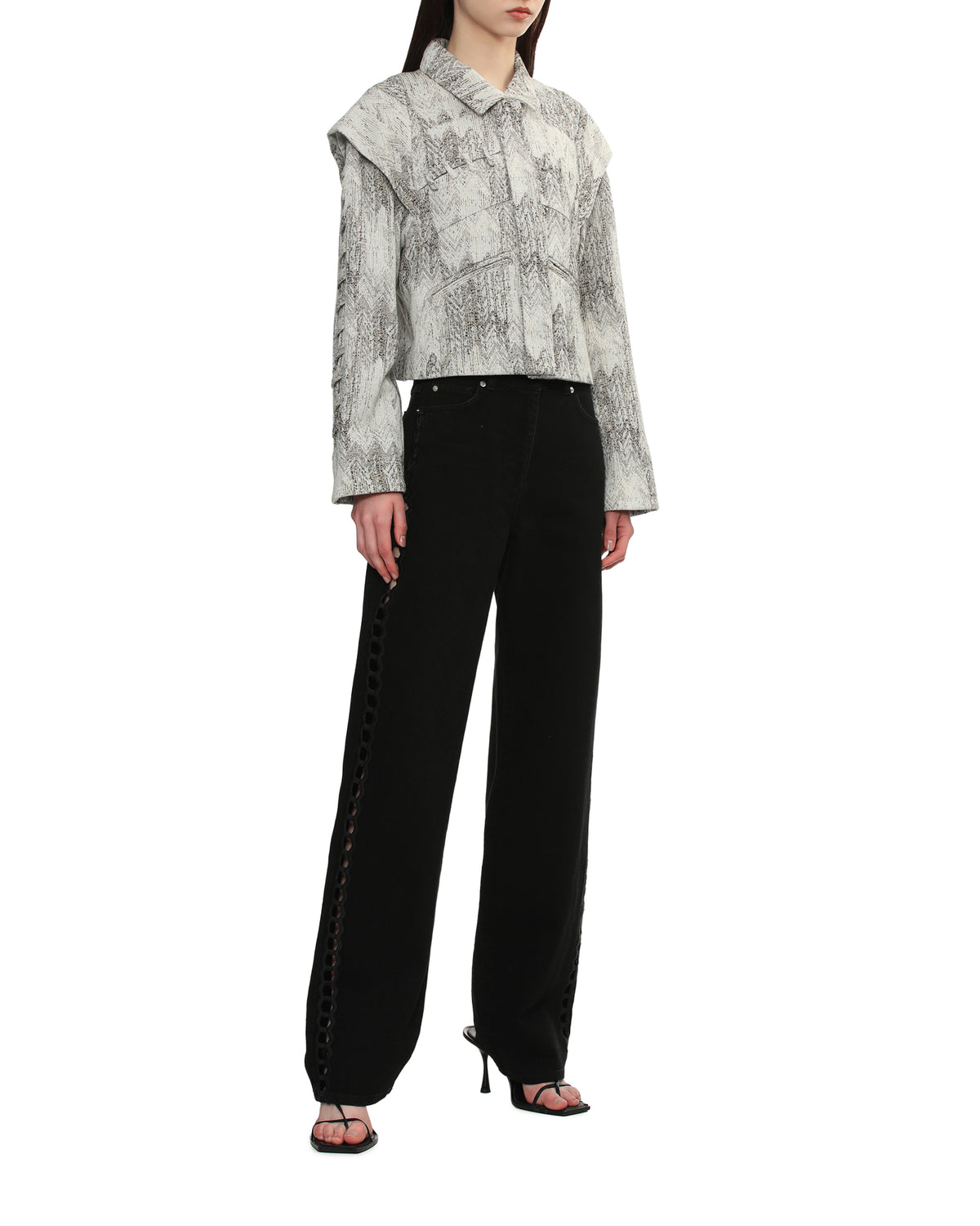 Cropped textured chevron jacket