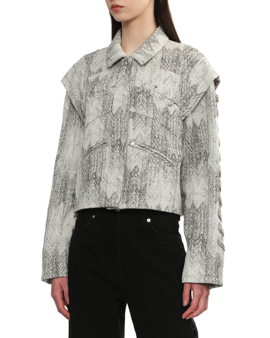 Cropped textured chevron jacket