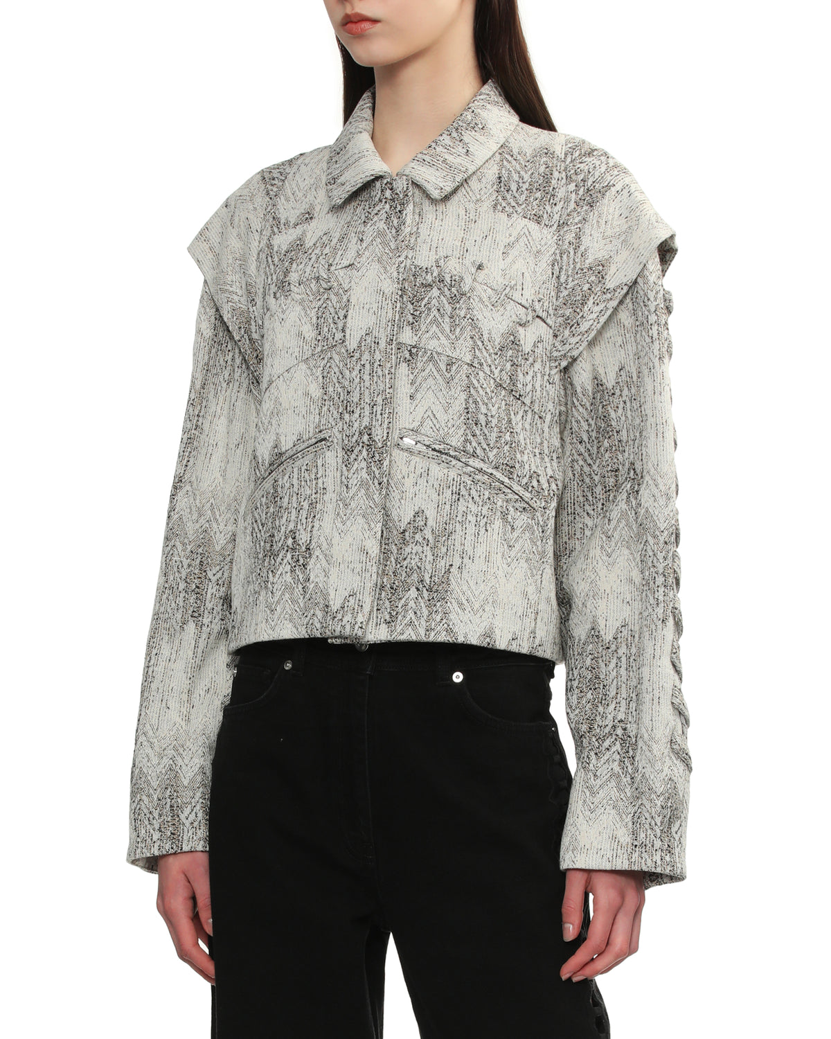 Cropped textured chevron jacket