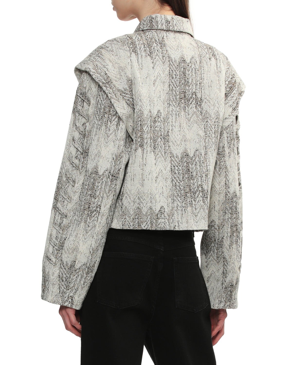 Cropped textured chevron jacket