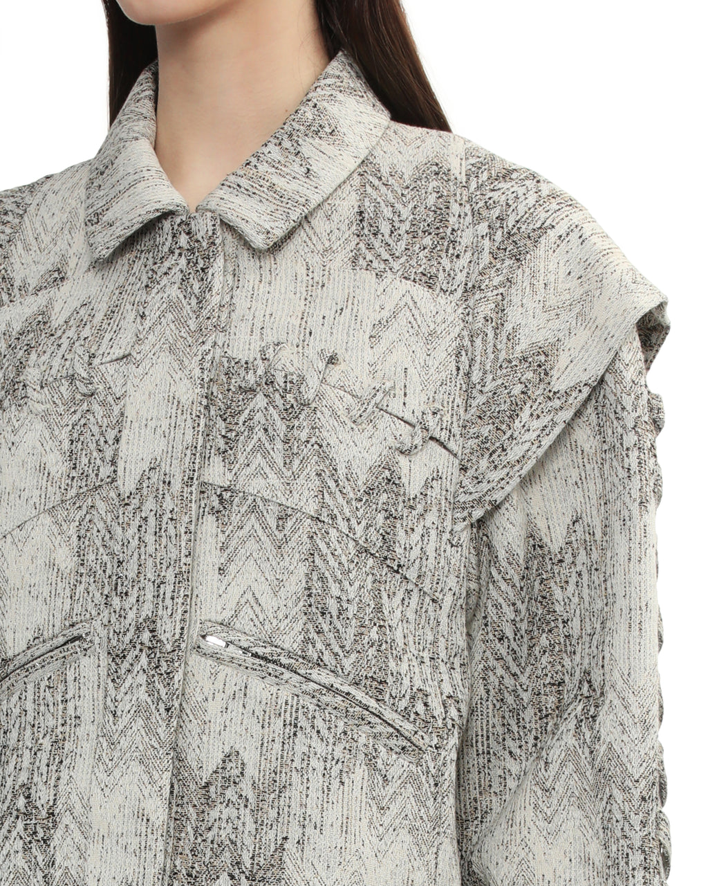 Cropped textured chevron jacket