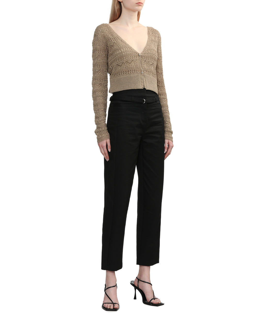 Belted straight-leg pants