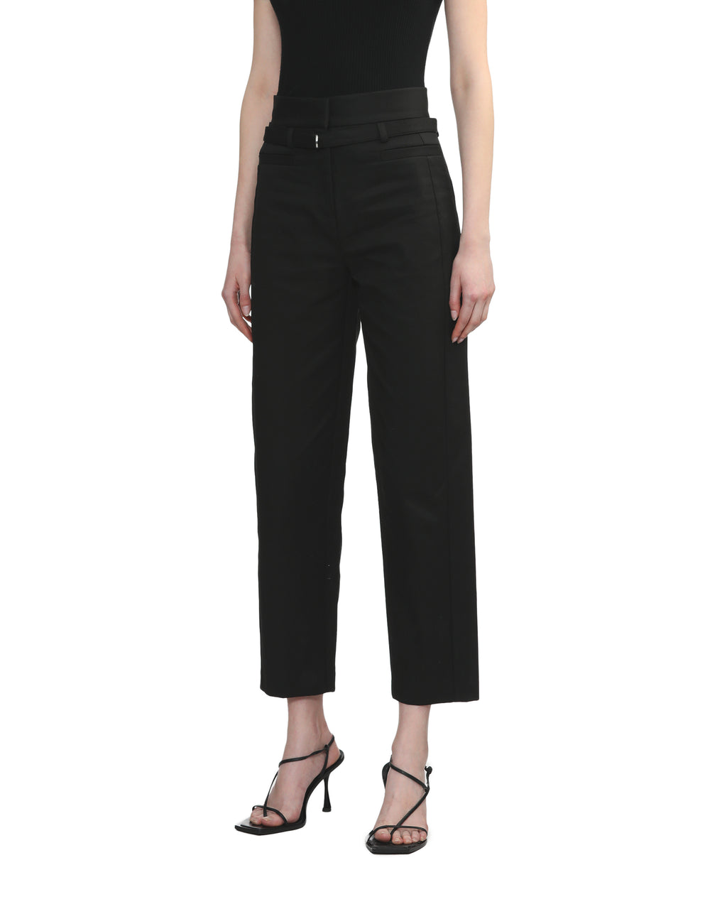 Belted straight-leg pants