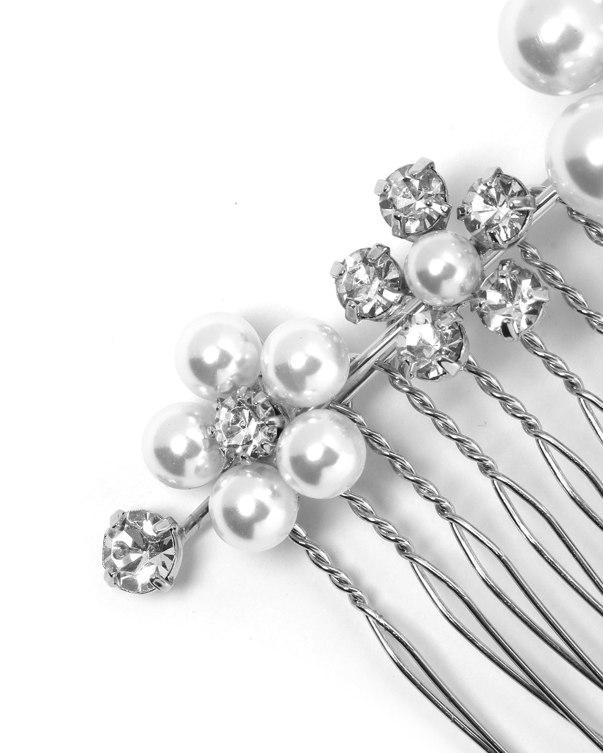 Pearl & crystal floral hair comb