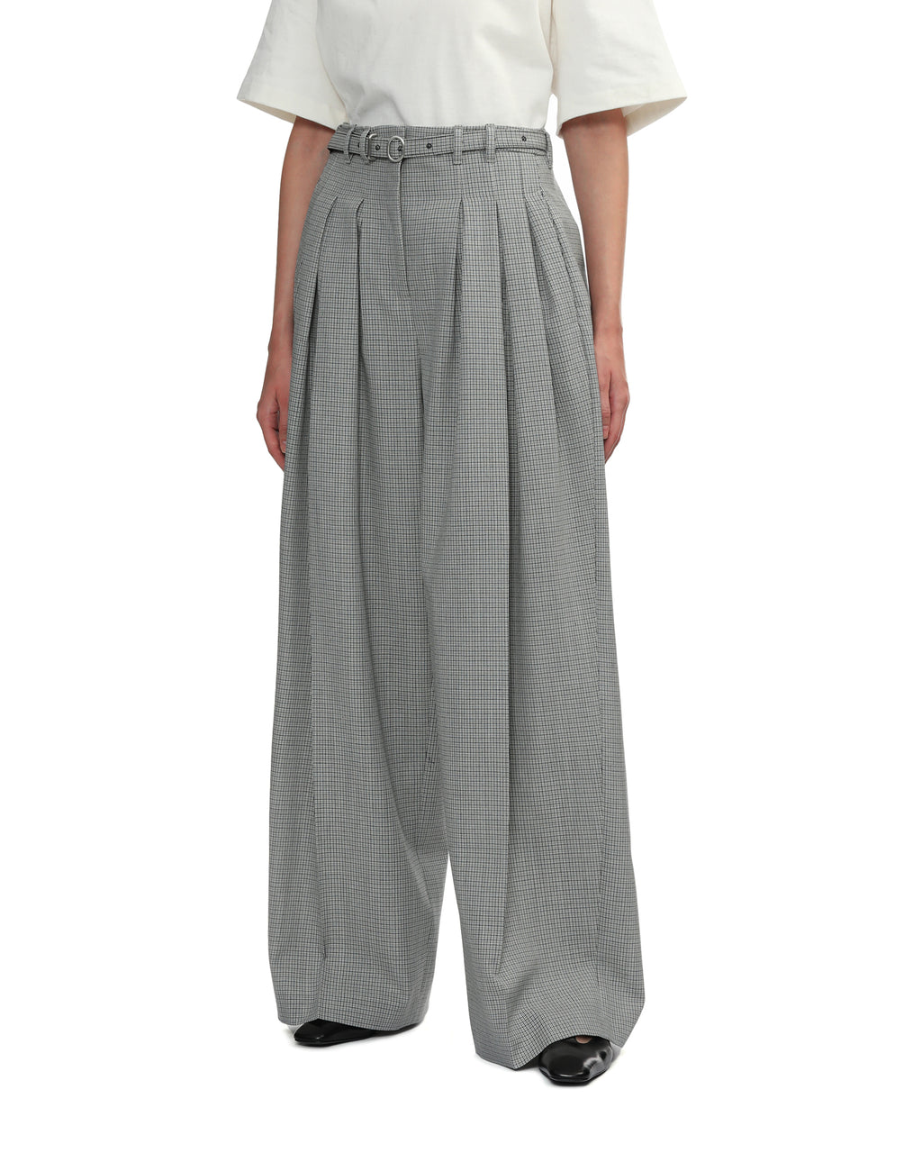Belted wide leg pants