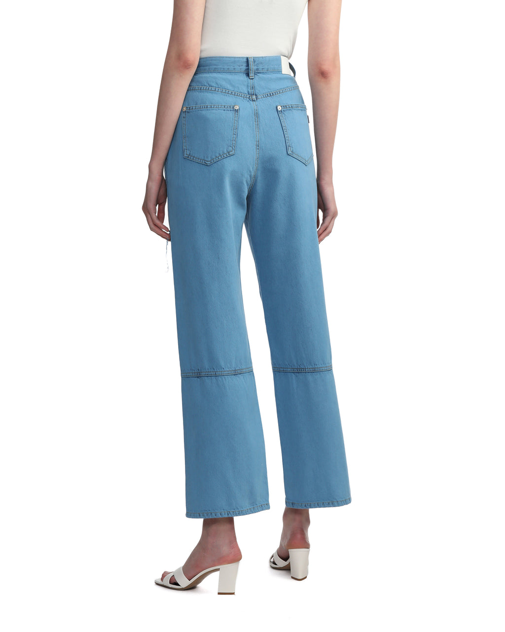 Distressed denim jeans