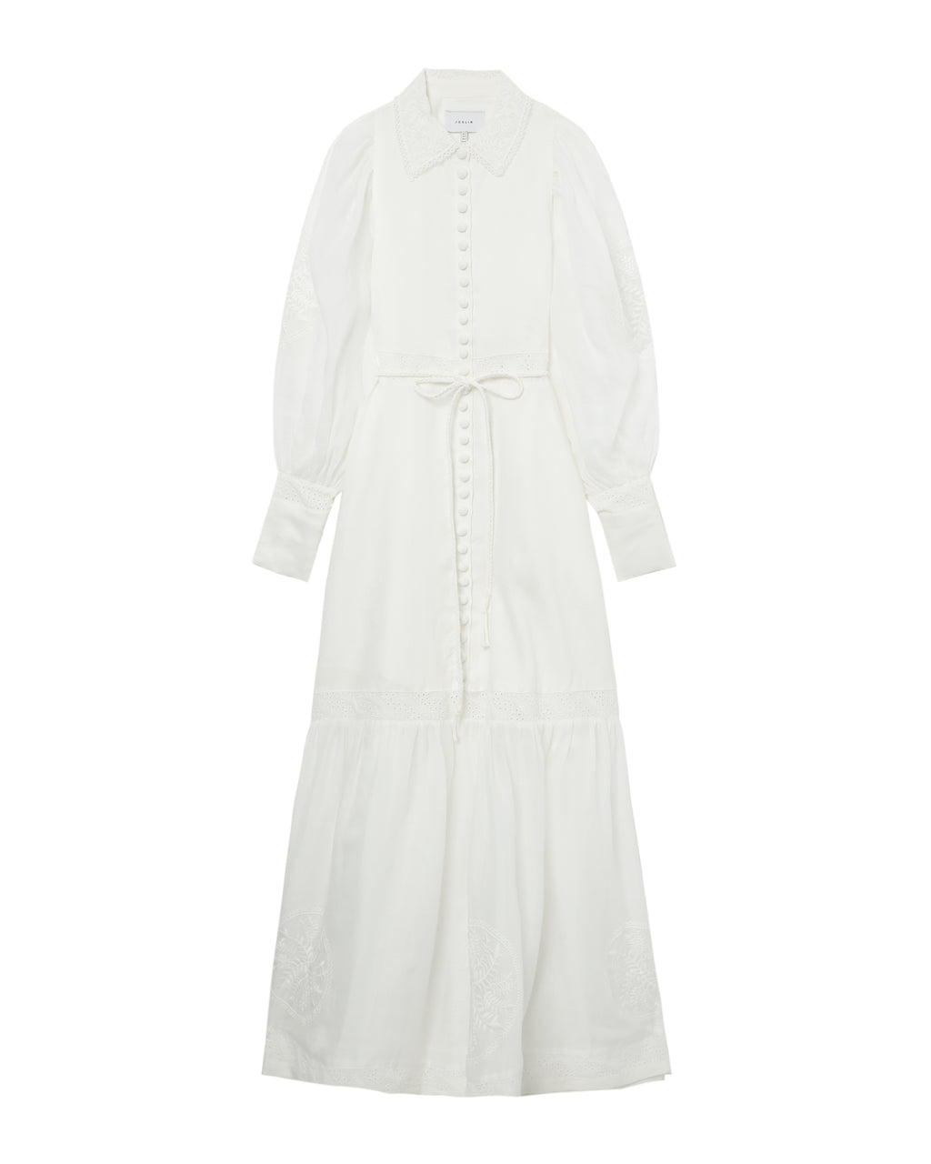 Theodora linen ramie embroidery maxi dress