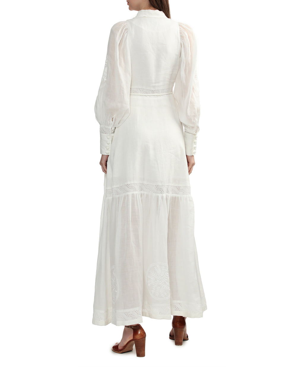 Theodora linen ramie embroidery maxi dress