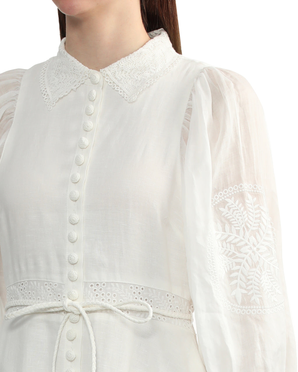 Theodora linen ramie embroidery maxi dress