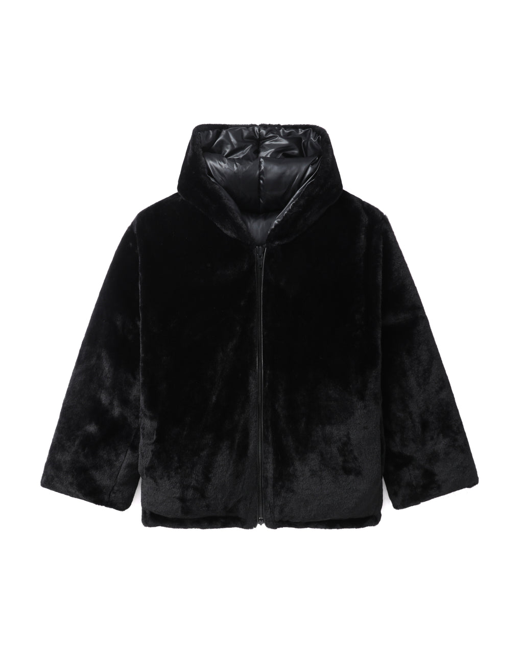 Reversible faux-shearling down jacket