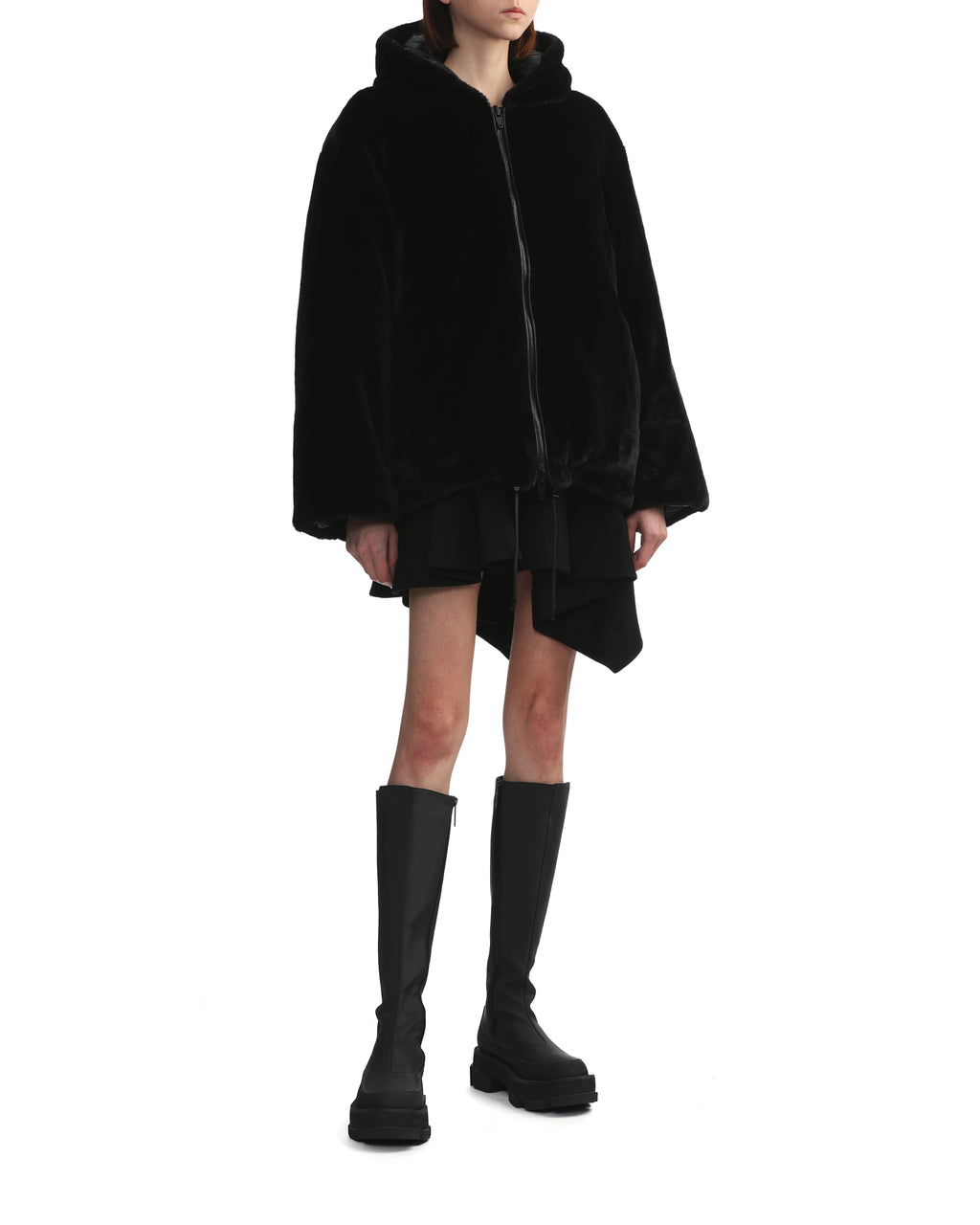 Reversible faux-shearling down jacket