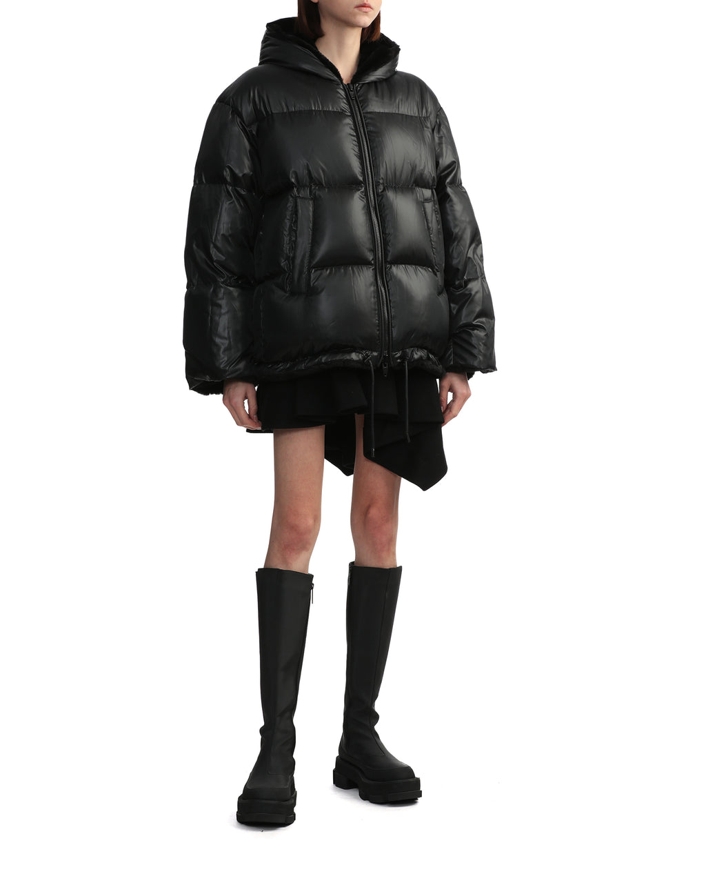 Reversible faux-shearling down jacket