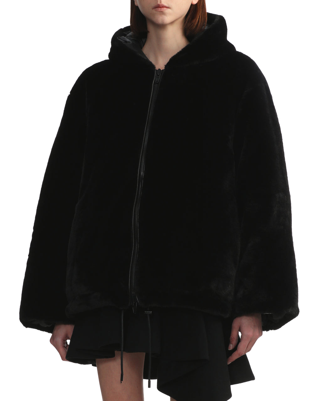 Reversible faux-shearling down jacket