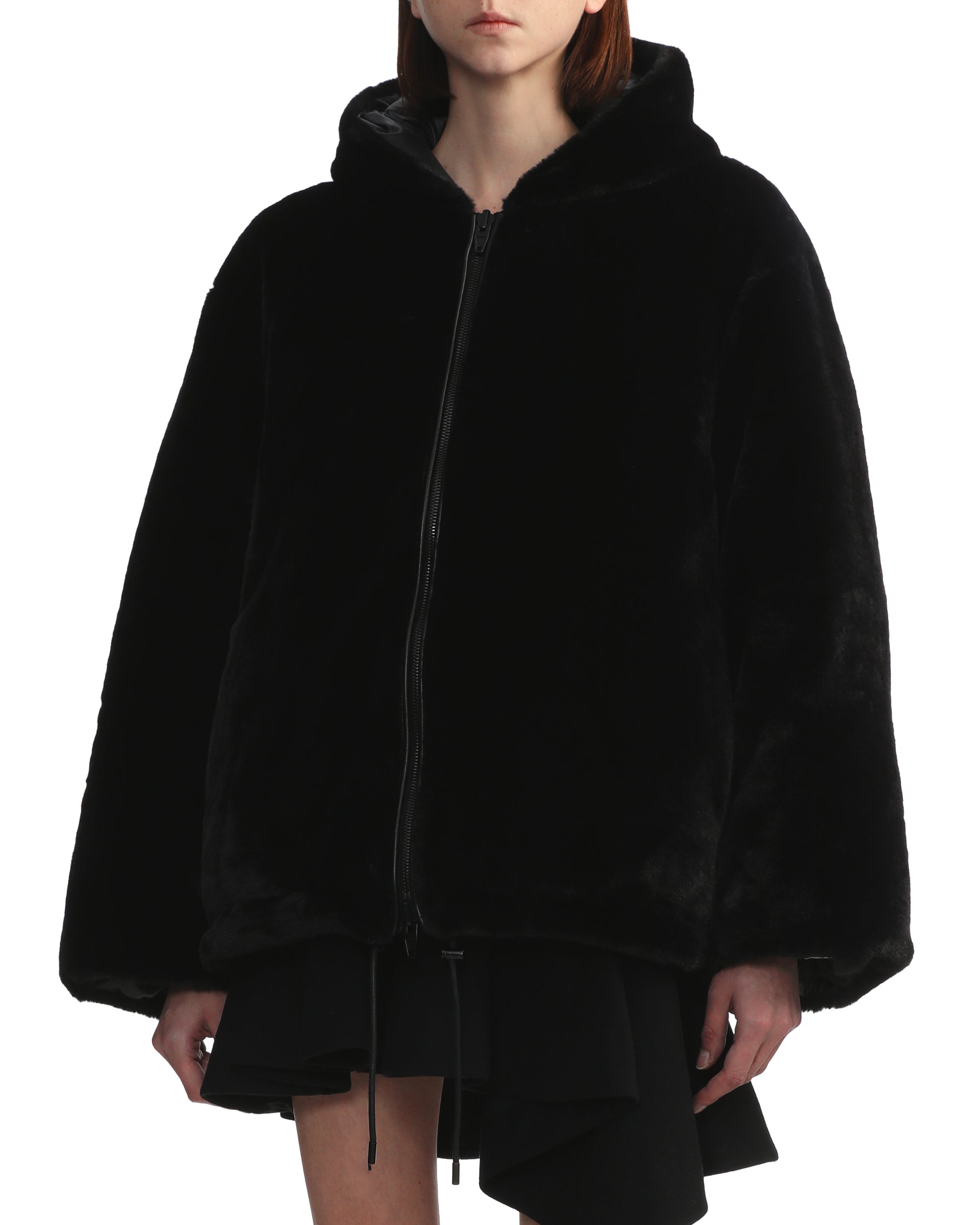 Reversible faux-shearling down jacket
