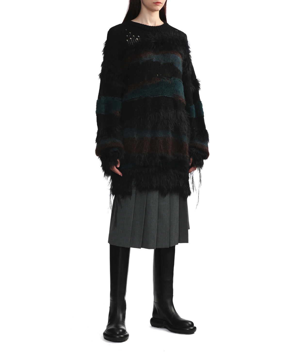 Striped fringed dress