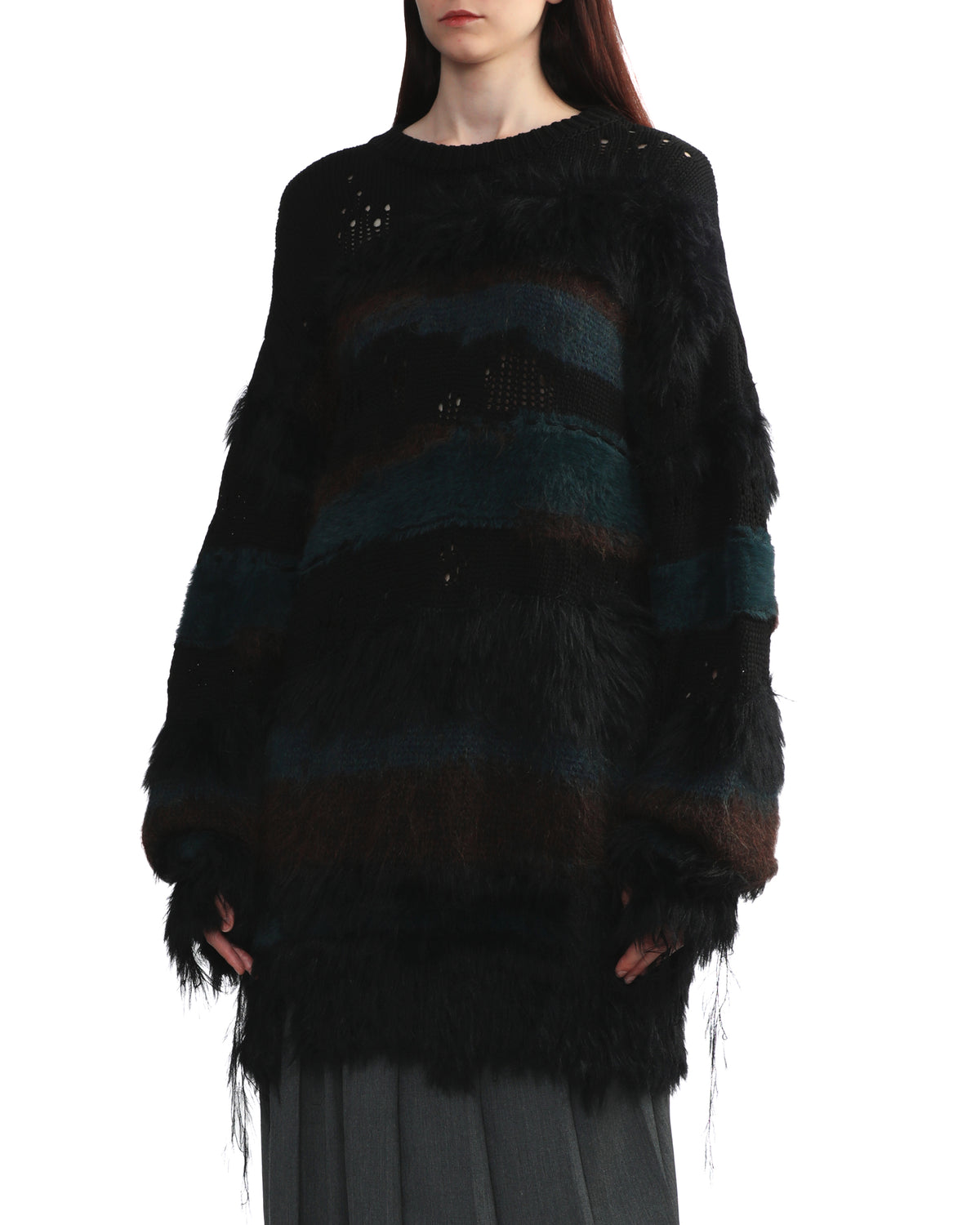 Striped fringed dress