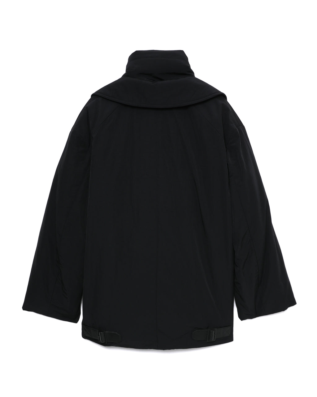 Padded double-breasted coat with detachable scarf