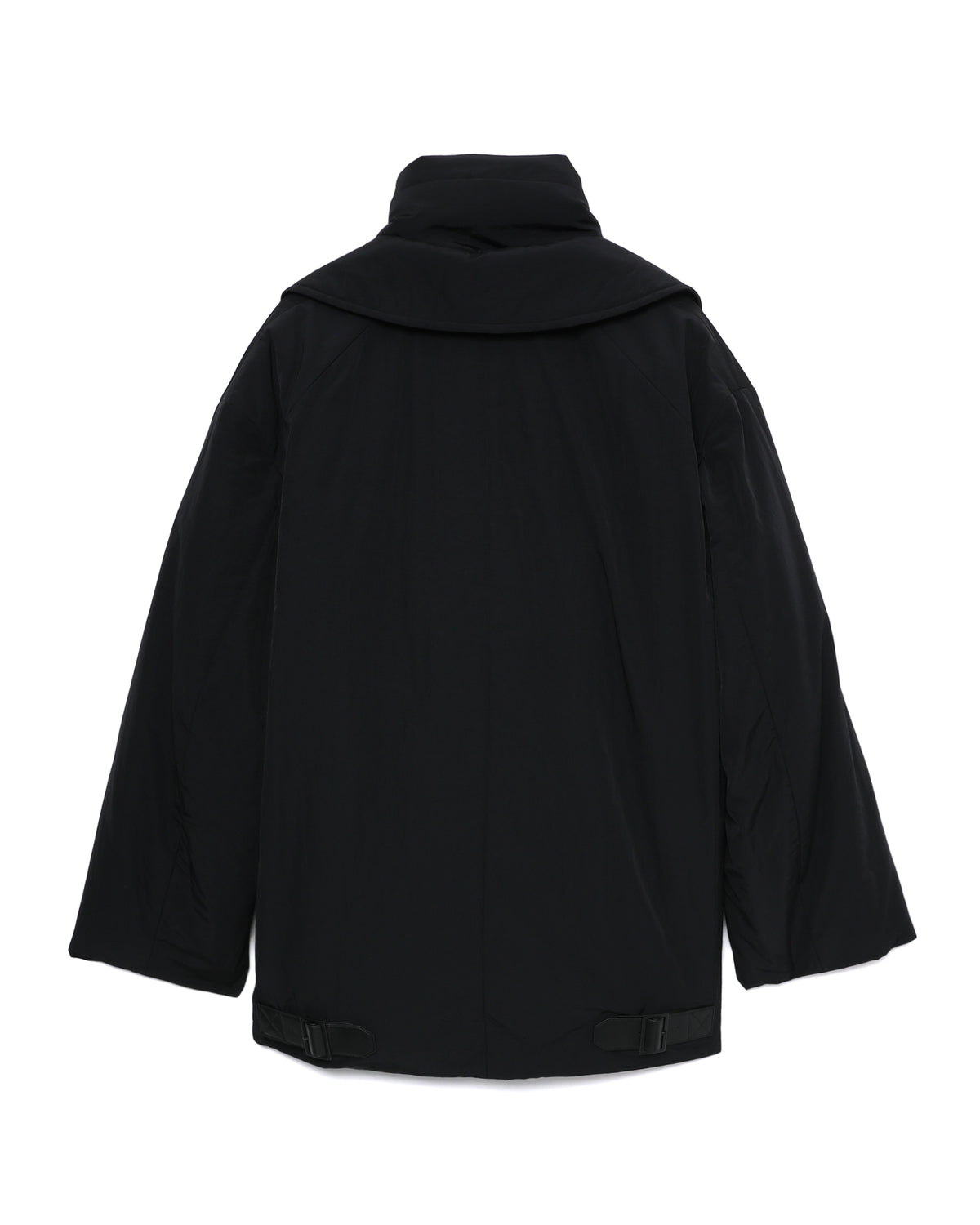 Padded double-breasted coat with detachable scarf