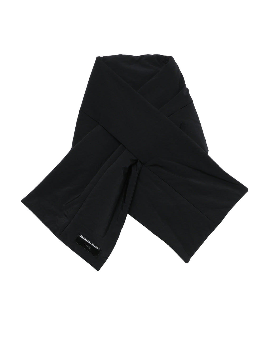 Padded double-breasted coat with detachable scarf