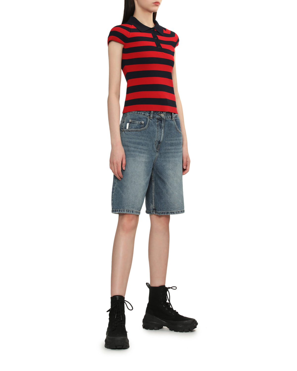 Striped polo tee
