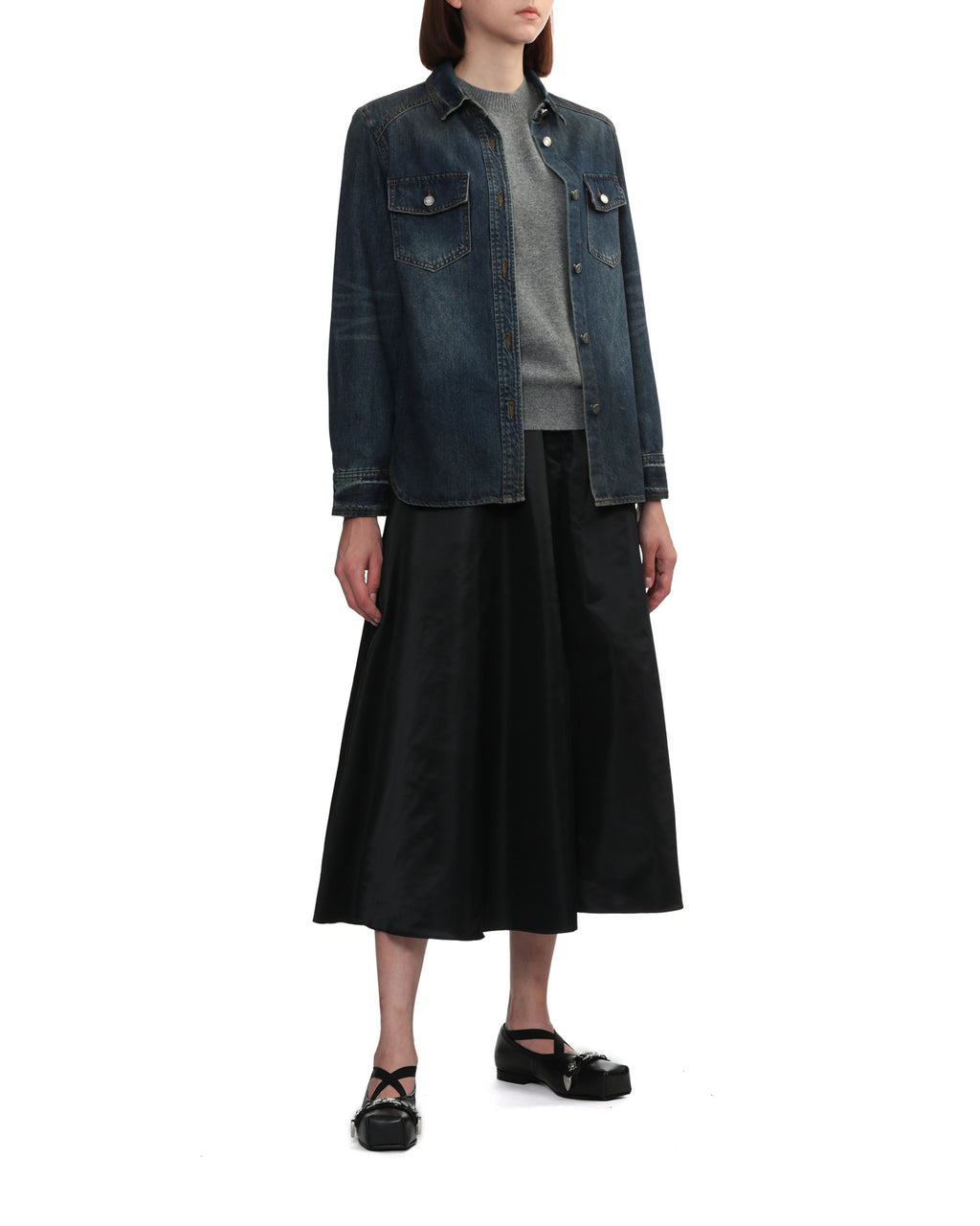 Panelled denim shirt