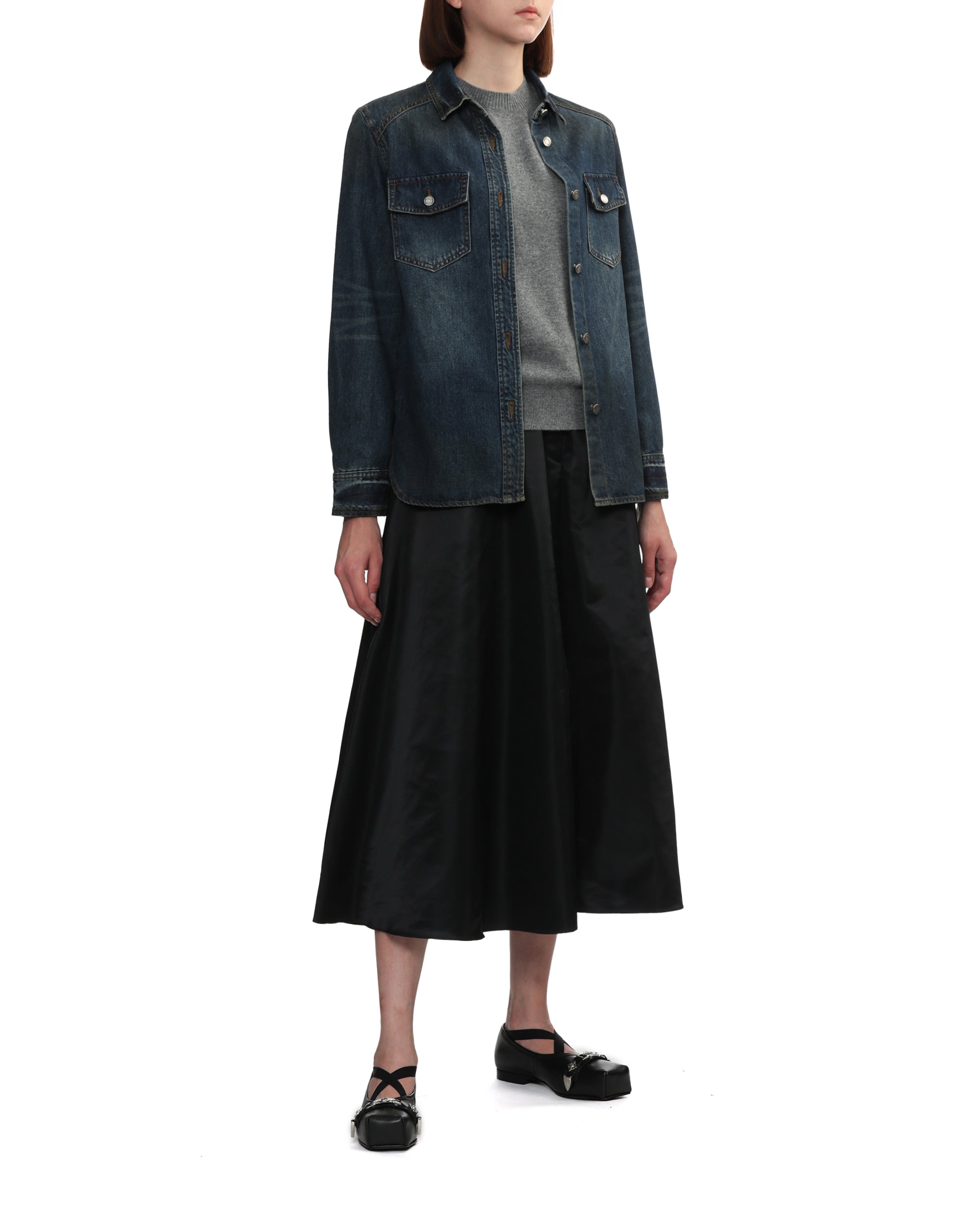 Panelled denim shirt