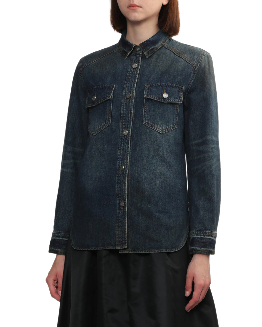 Panelled denim shirt