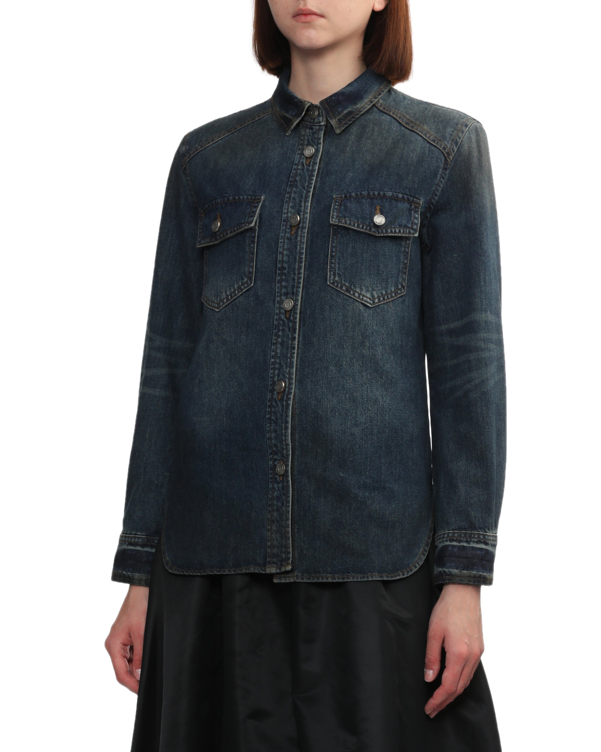 Panelled denim shirt