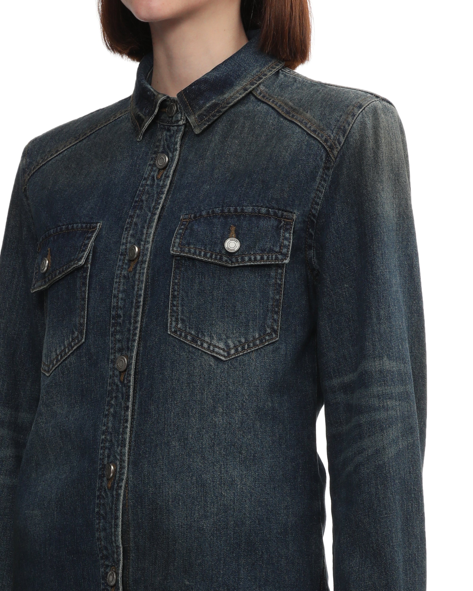 Panelled denim shirt