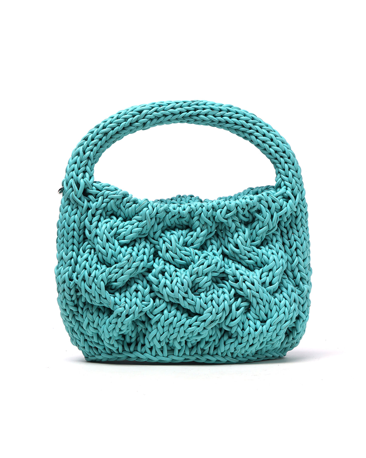 Leather cable knit bag