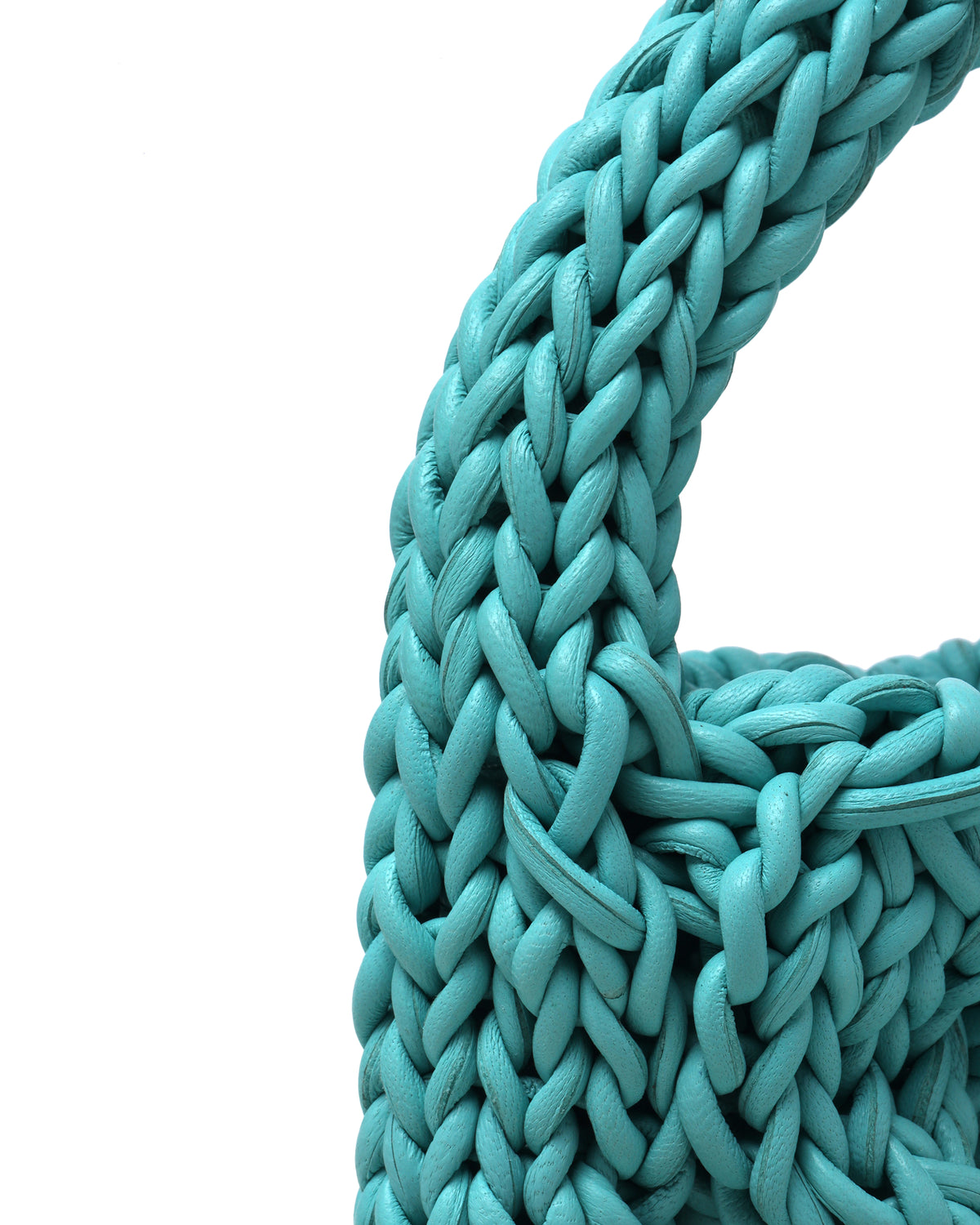 Leather cable knit bag