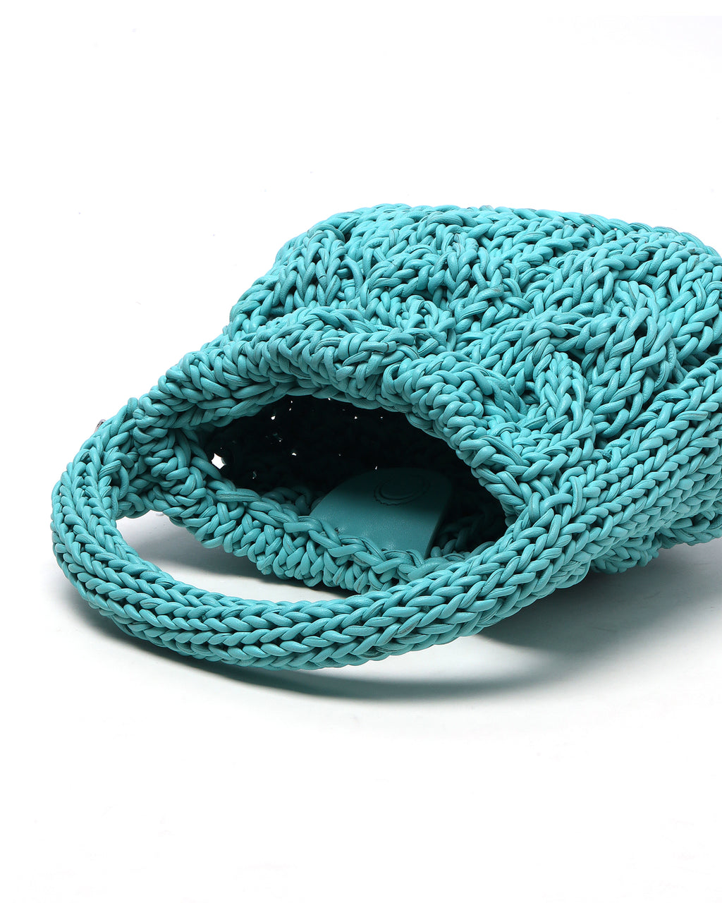 Leather cable knit bag