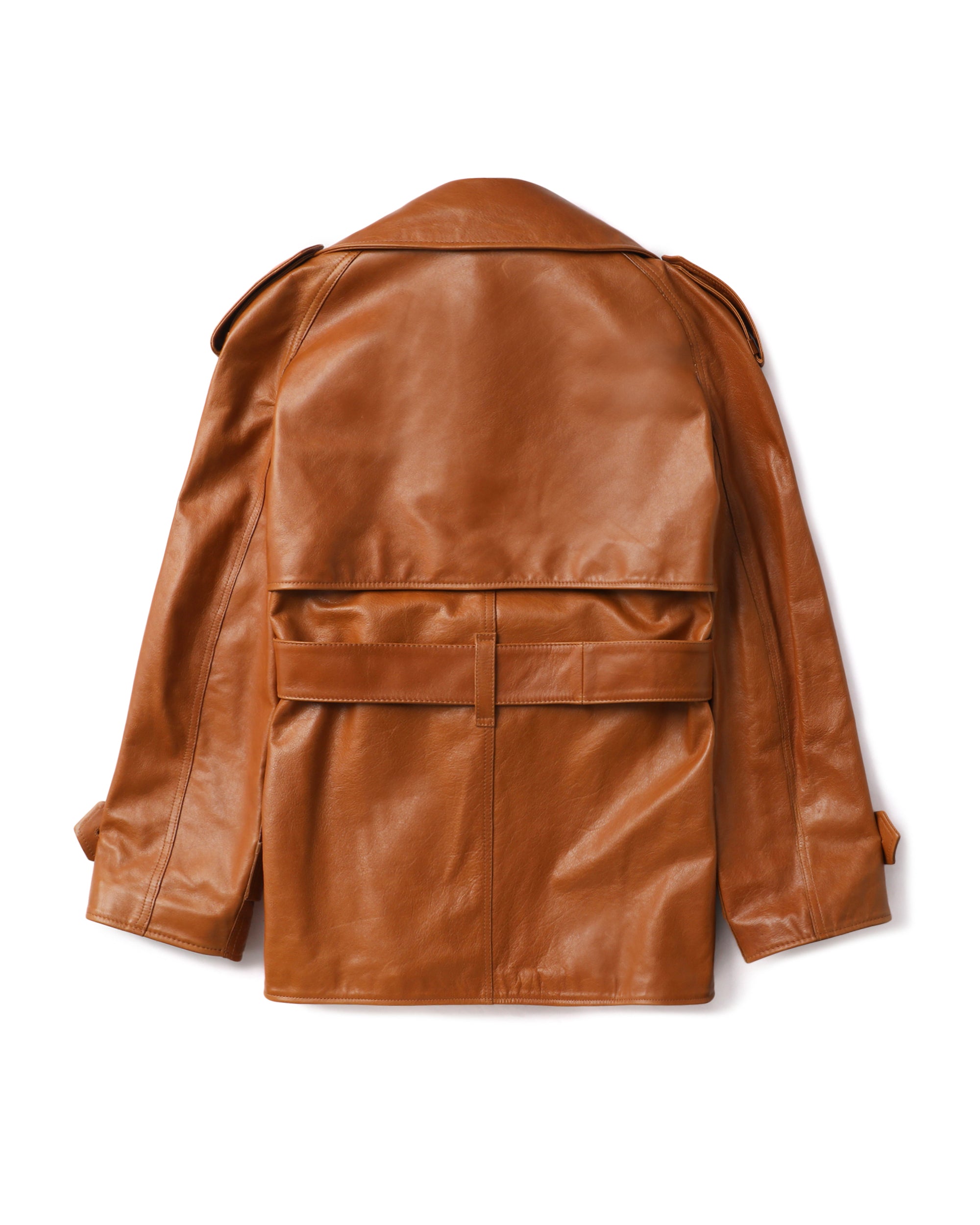 Short leather trench jacket