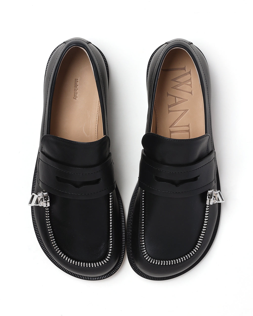 Biker zip trim moccasins