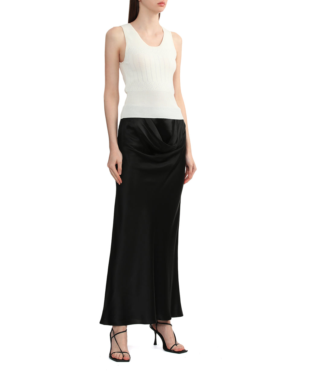 Draped waist column skirt