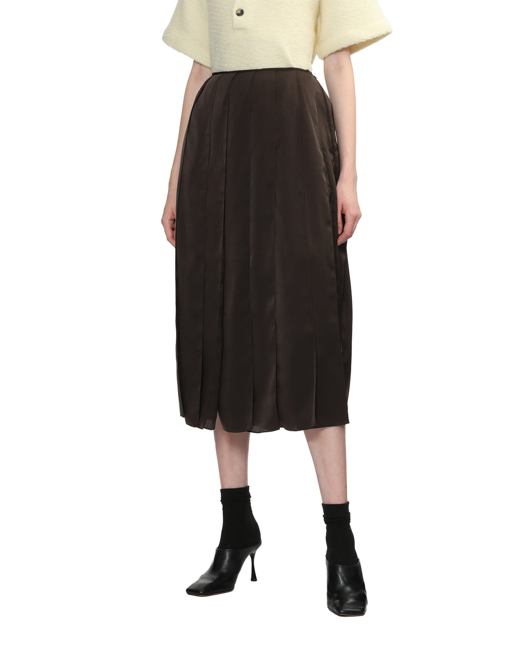 Ribbon panel midi skirt