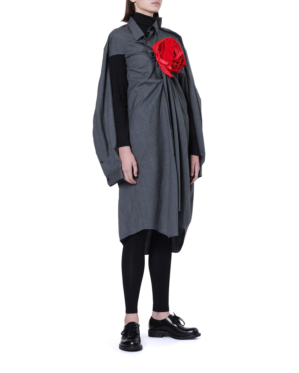 Floral draped shirt dress