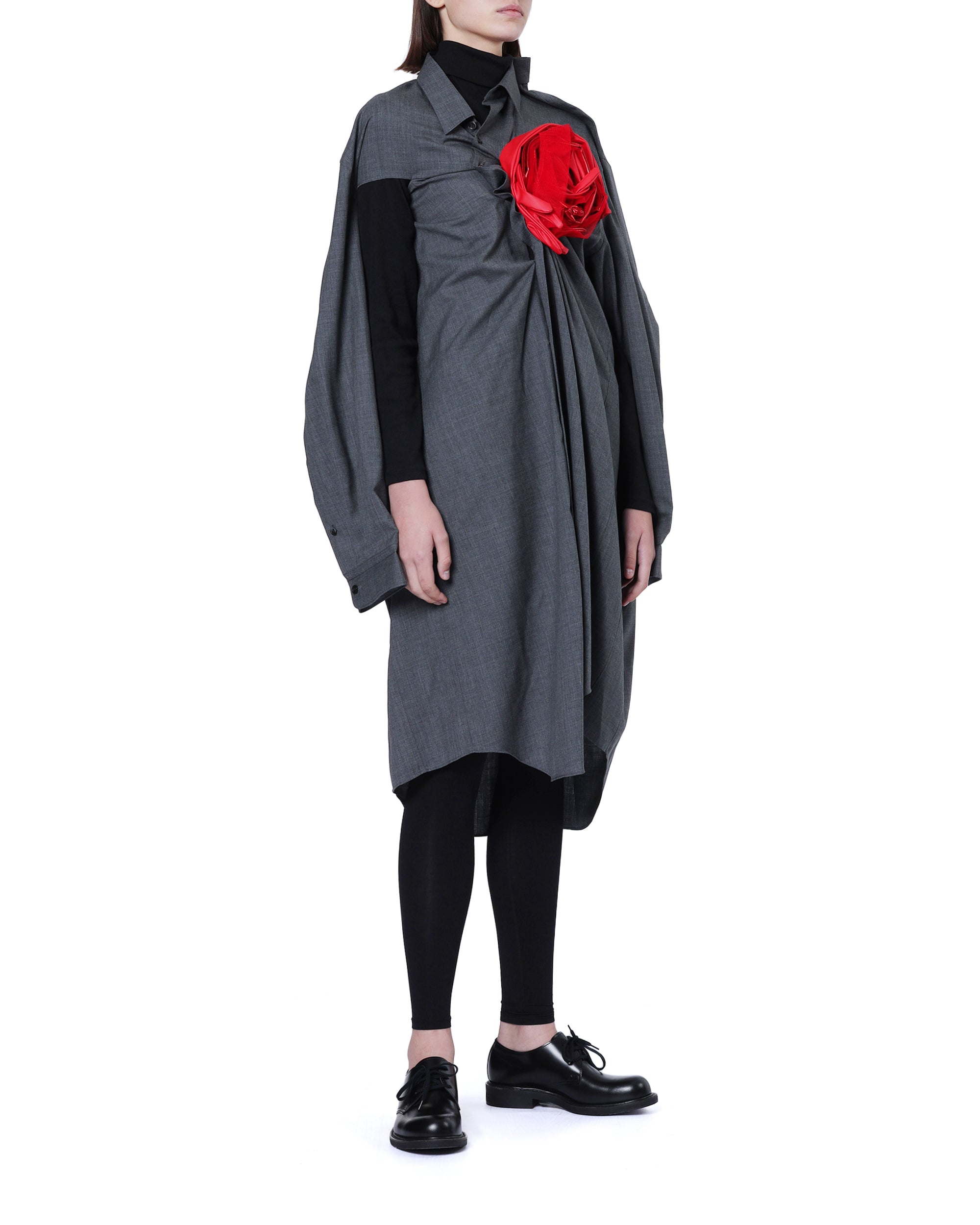 Floral draped shirt dress
