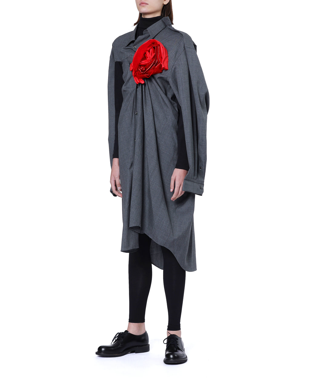 Floral draped shirt dress