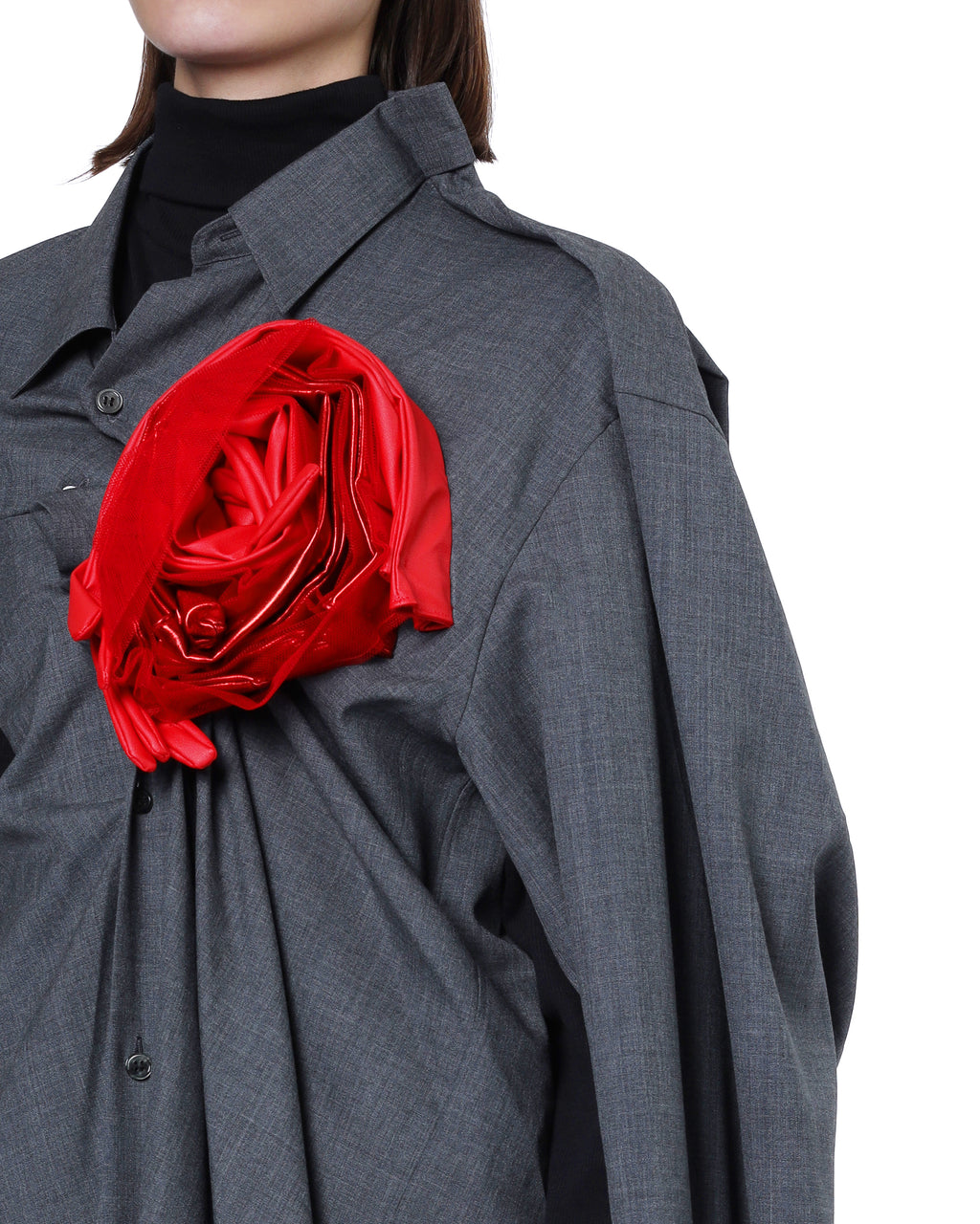 Floral draped shirt dress