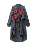Multi-floral draped shirt dress