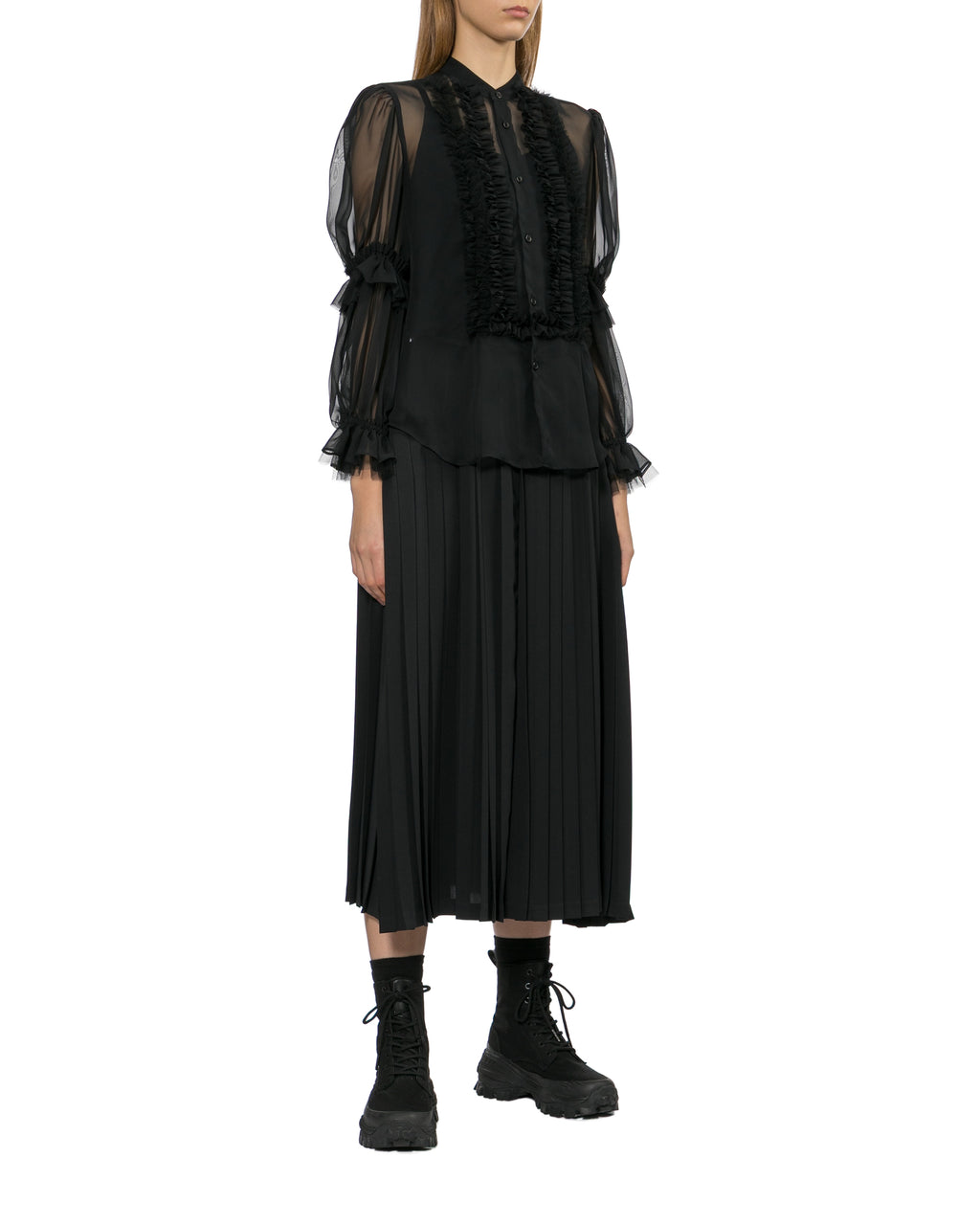 Pleated midi skirt