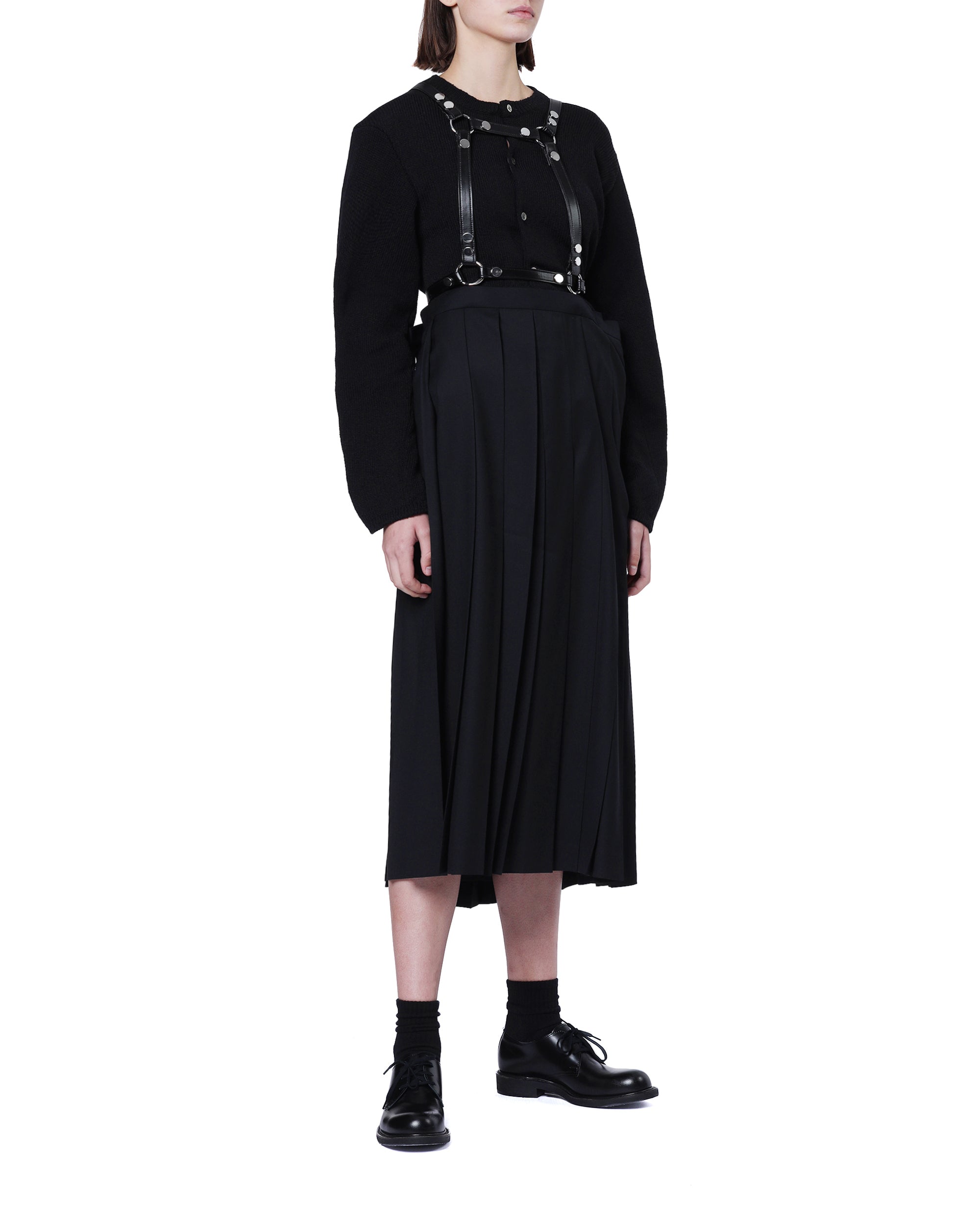 Pleated suspender skirt