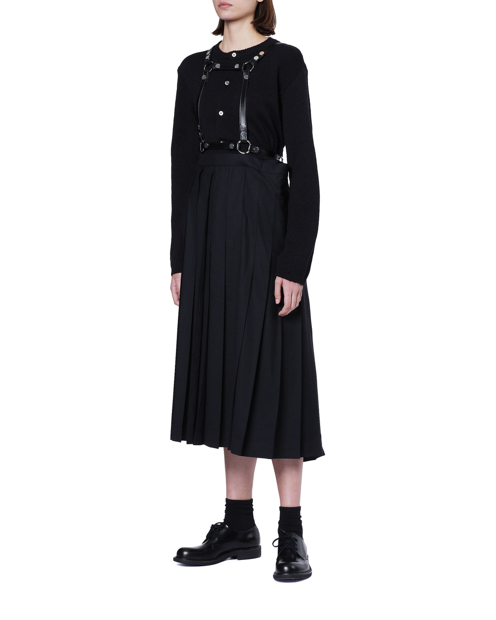 Pleated suspender skirt
