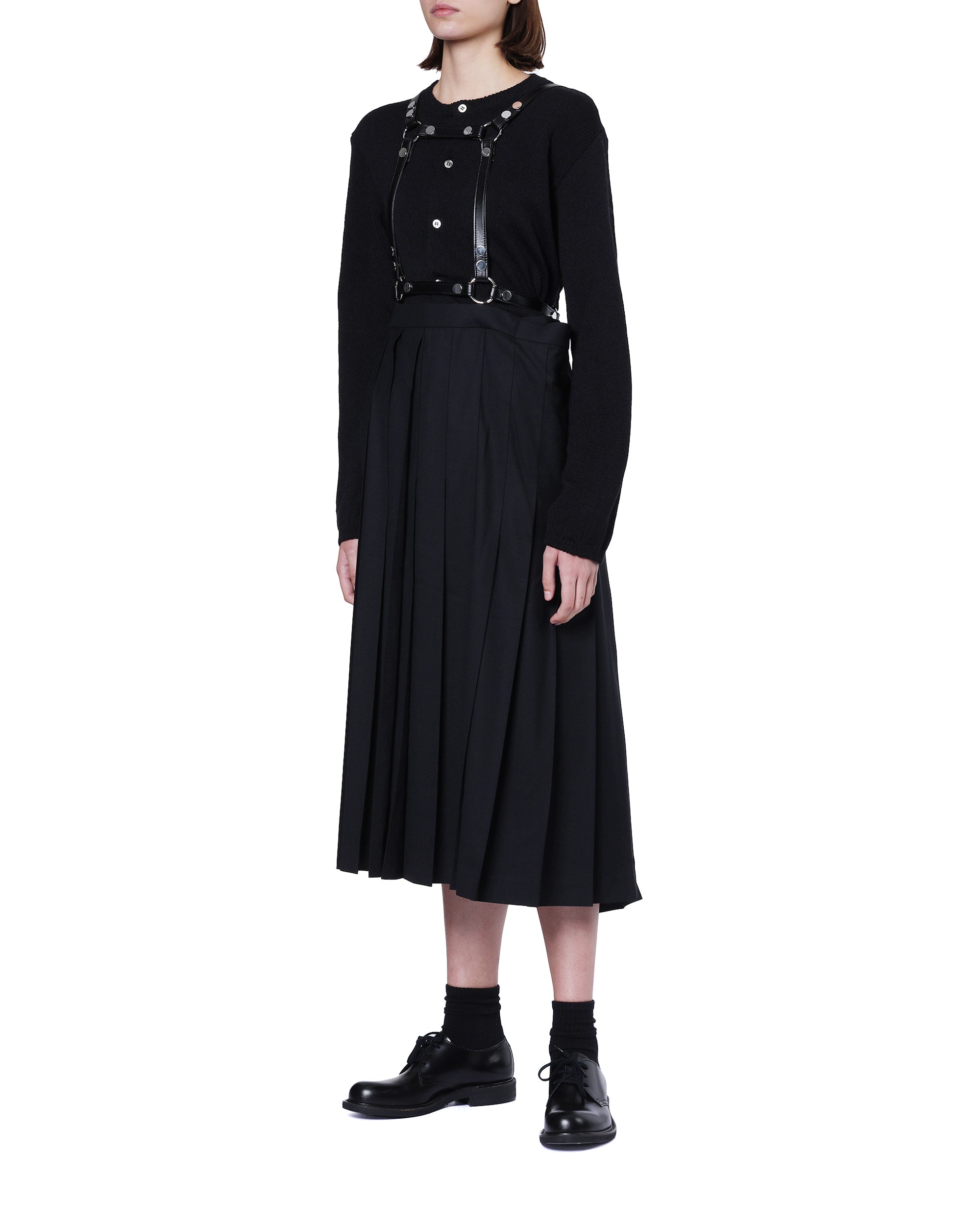 Pleated suspender skirt