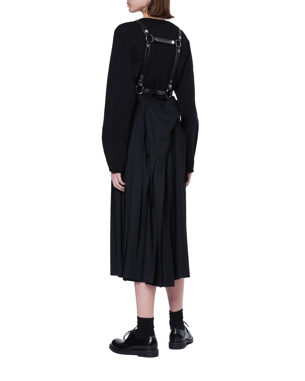 Pleated suspender skirt